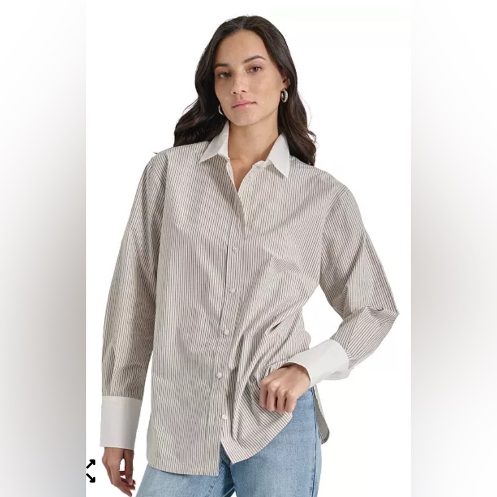 DKNY Jeans
Women's Long Sleeve Striped Collared Shirt NWT - Picture 5 of 10